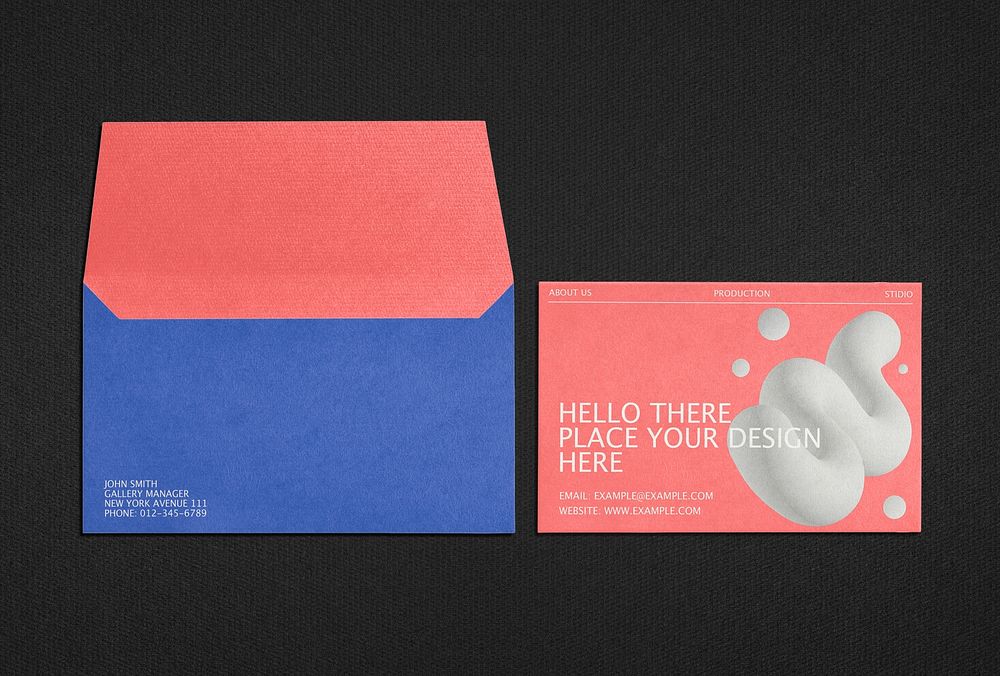 Envelope invitation card mockup psd 