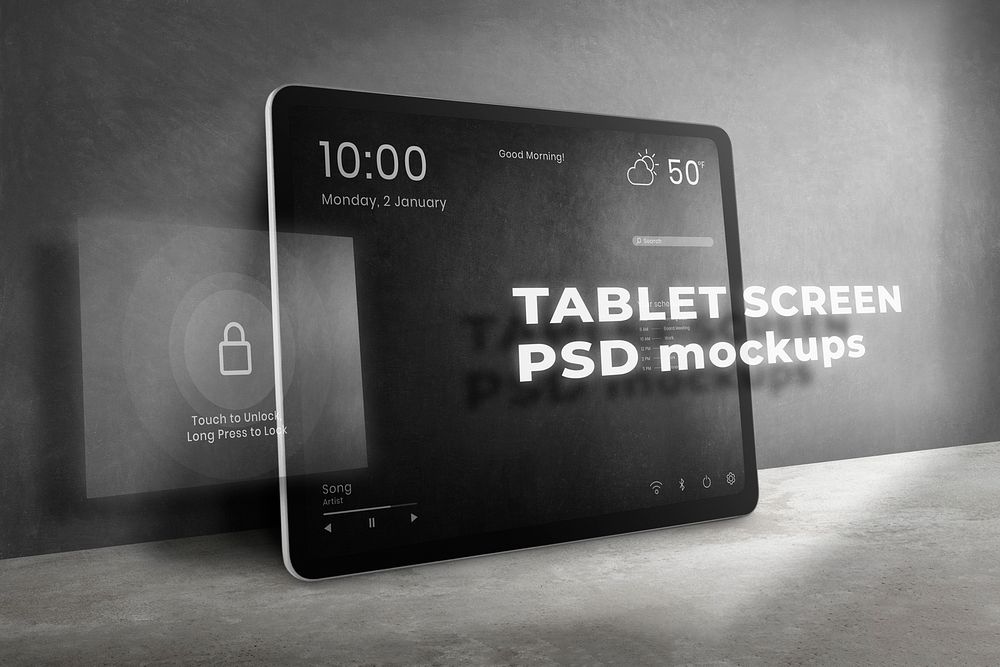 Editable tablet screen mockup psd ad