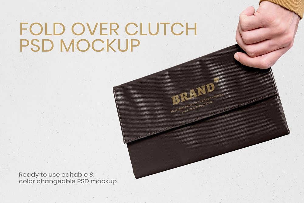 Fold over clutch mockup psd editable apparel advertisement