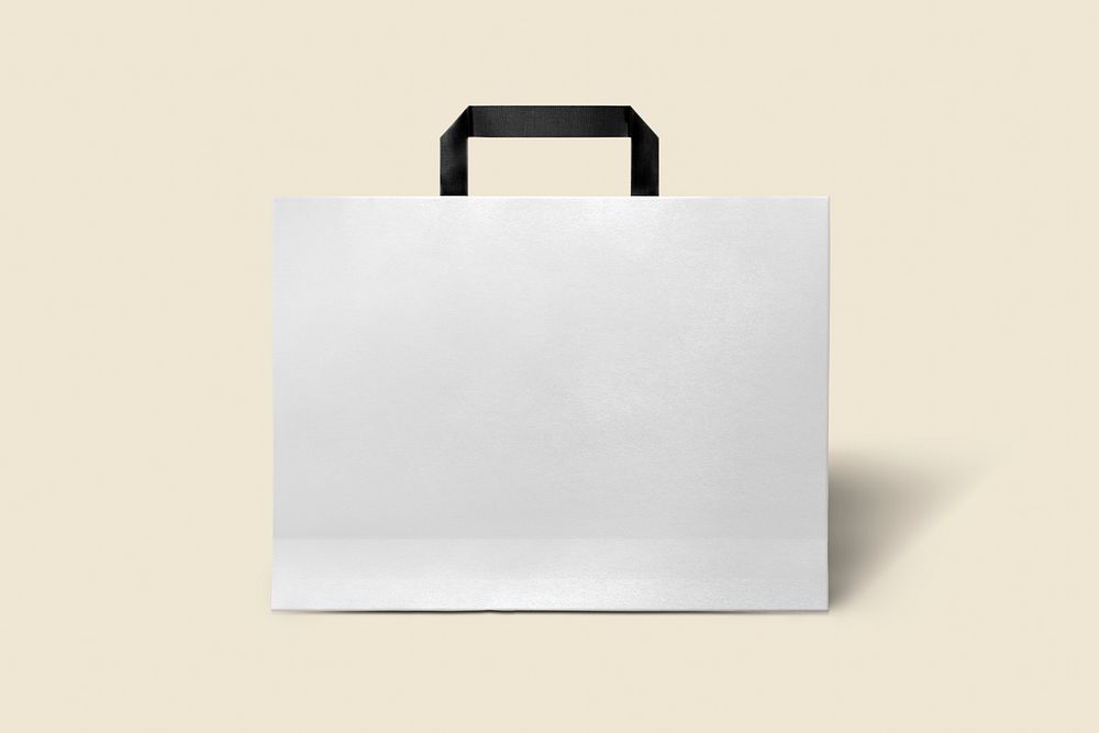 White shopping bag, business branding with blank design space