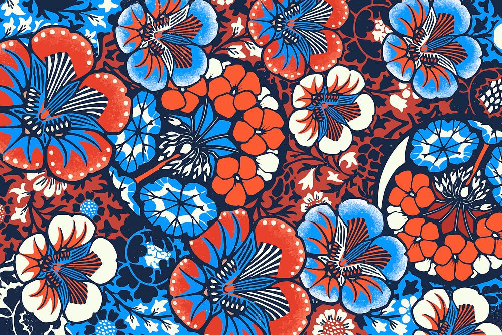 Vintage batik floral pattern vector