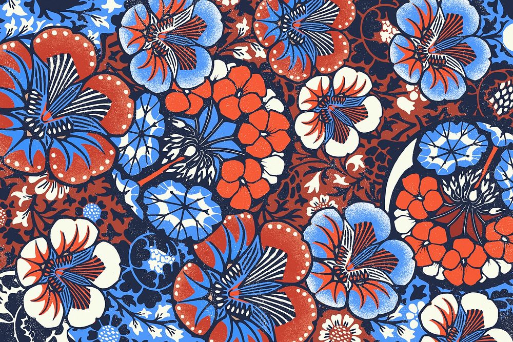 Vintage batik floral pattern psd