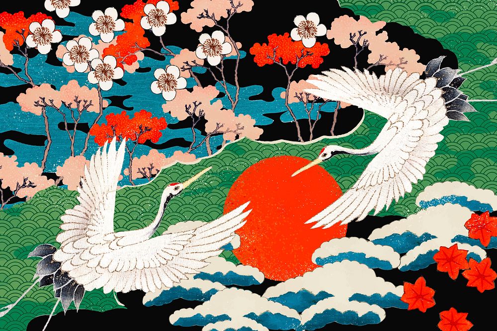 Vintage Japanese art pattern vector illustration