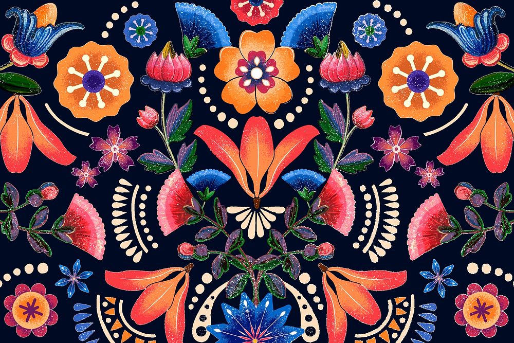 Mexican ethnic flower pattern vector