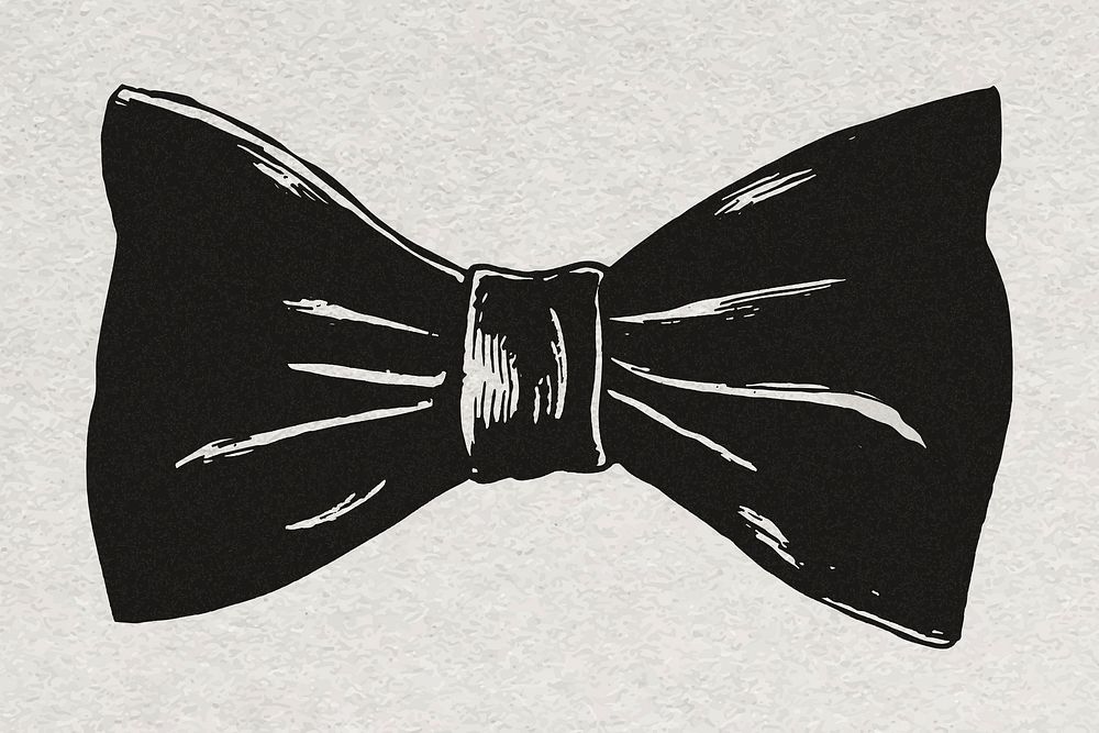 Bow tie vintage graphic vector in black and white