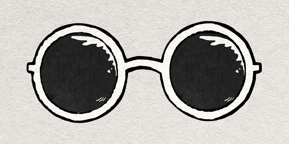 Sunglasses vintage sticker psd in black and white