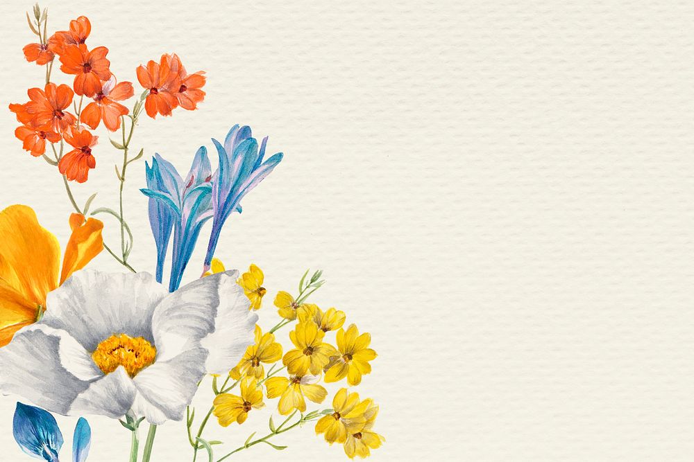 Colorful flower background psd illustration with design space