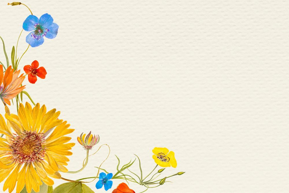 Yellow flower background psd illustration with design space, remixed from public domain artworks