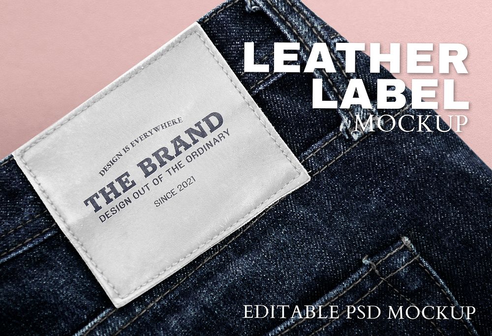 Jeans leather label mockup psd