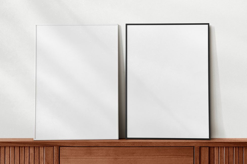 Blank photo frame, minimal home interior