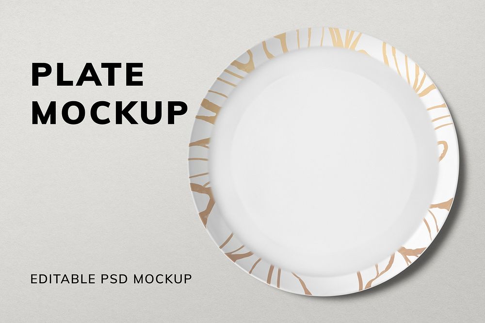 Plate mockup psd with gold trim