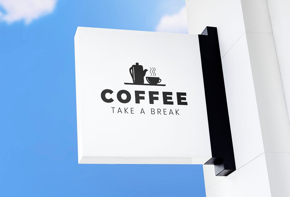 White sign mockup against the sky psd