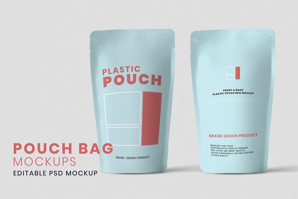 Pouch mockup psd against white background
