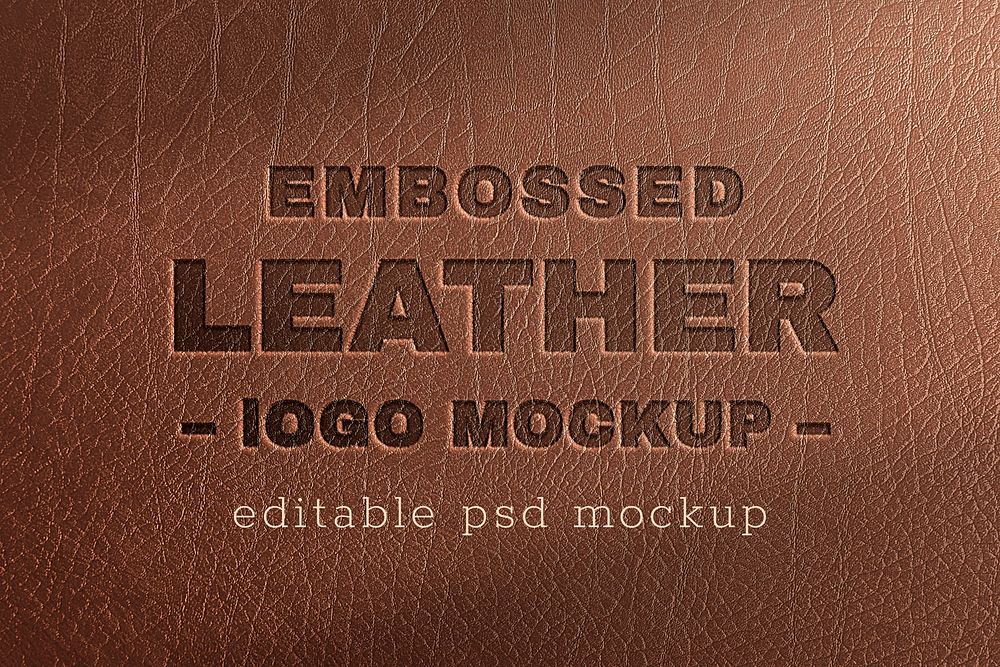 Logo mockup psd on leather texture background
