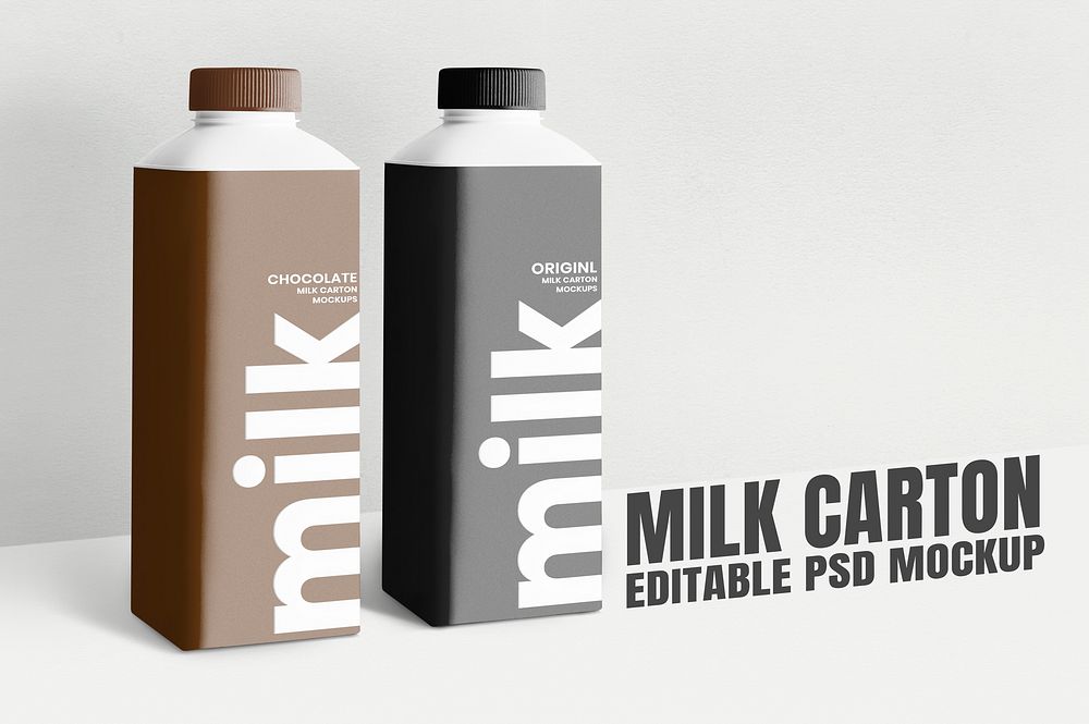 Milk bottle mockup psd 