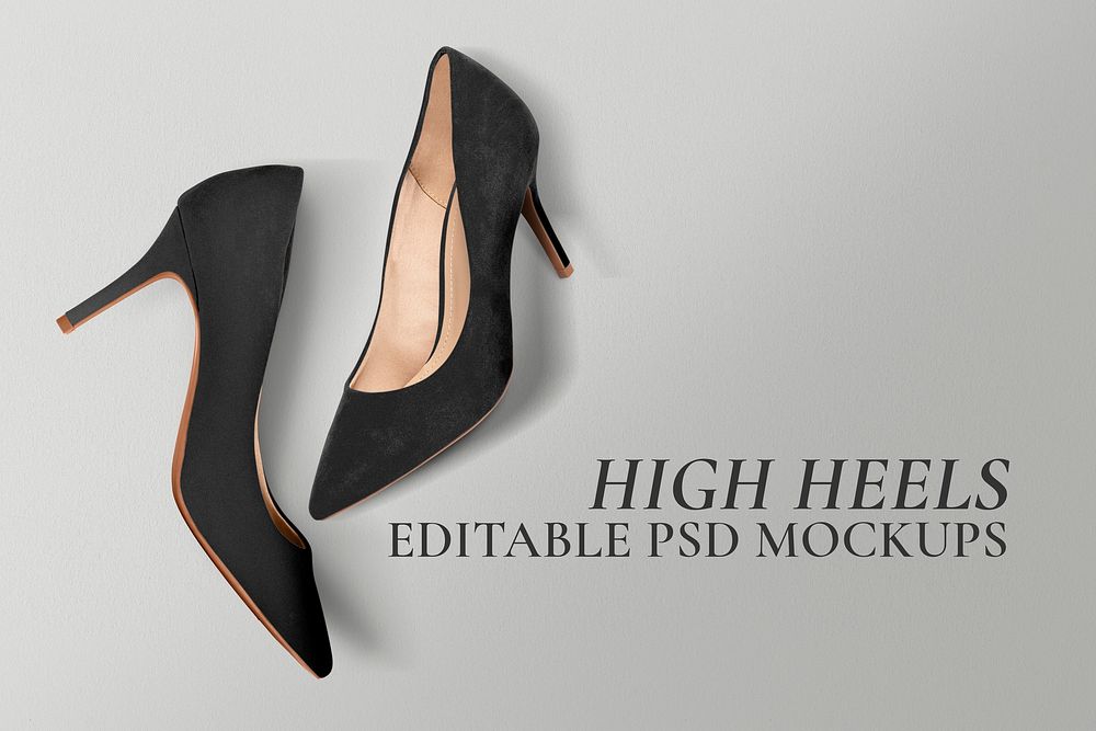 High heels mockup psd in black velvet