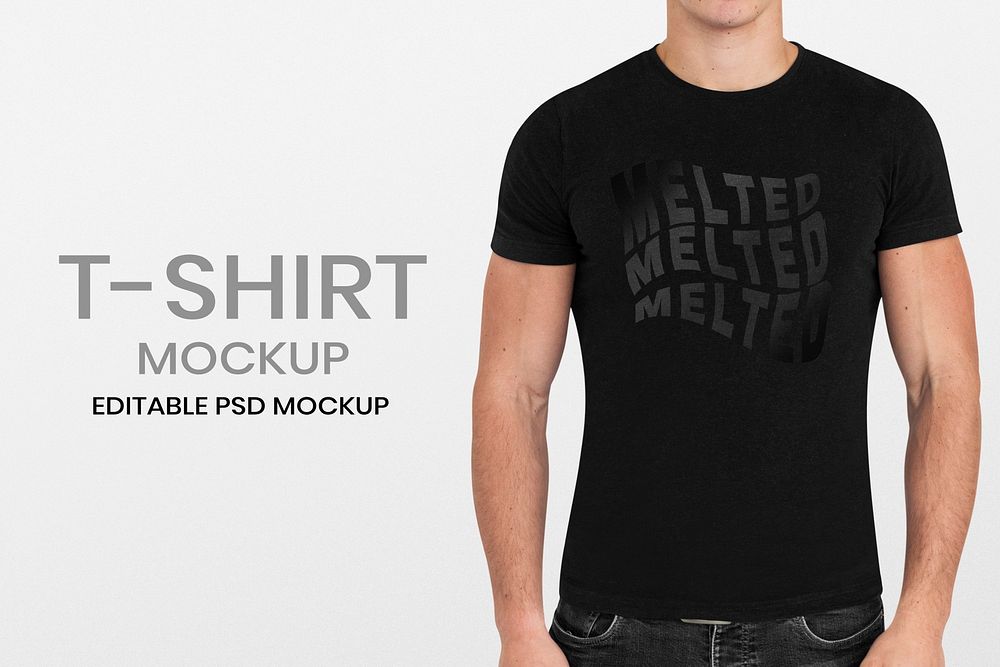 Simple t-shirt psd mockup worn by a man