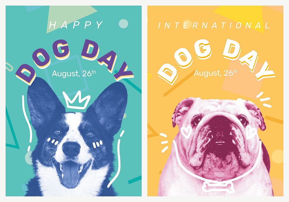 Dog day poster template psd set