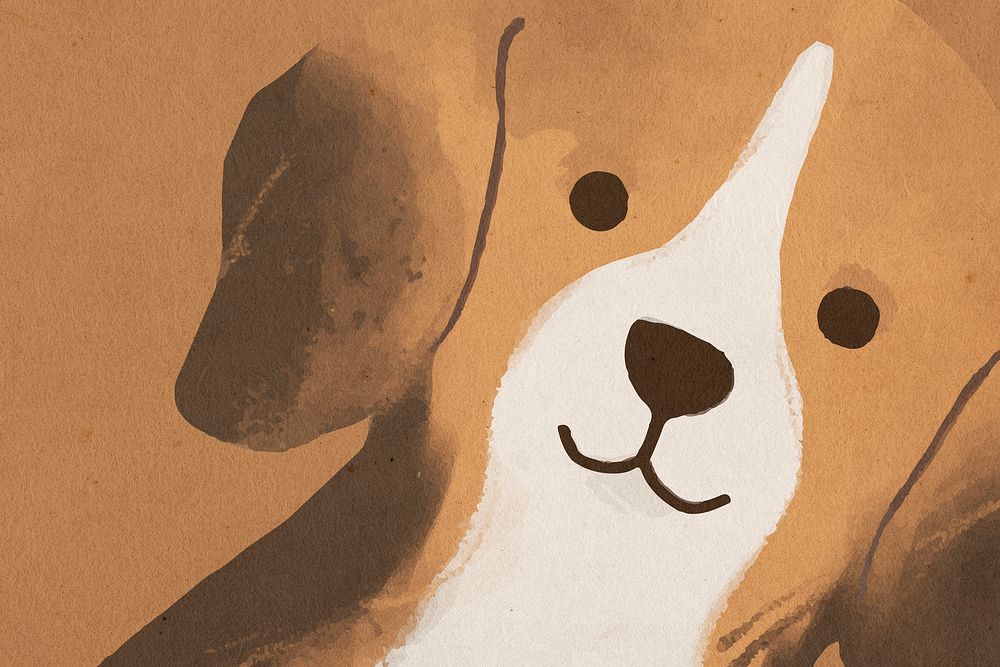 Cute Beagle dog background psd hand drawn illustration