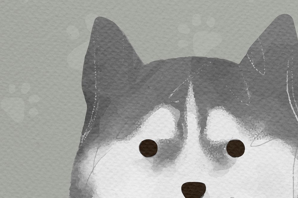 Siberian Husky dog background psd hand drawn illustration