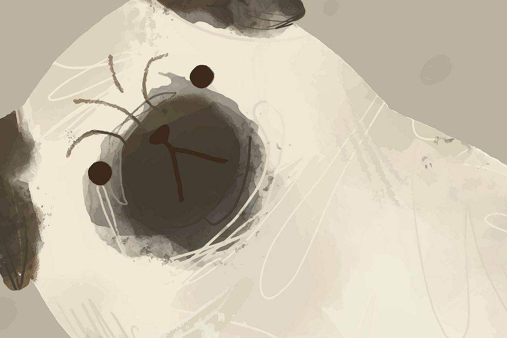 Angry Pug dog background vector hand drawn illustration