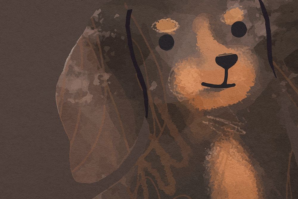 Cute Dachshund dog background psd hand drawn illustration