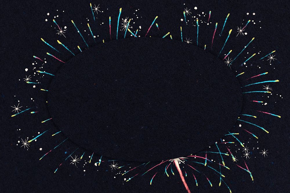 Beautiful fireworks frame on a black background