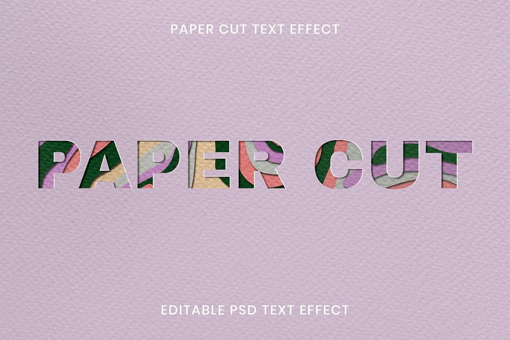 Paper cut text effect psd editable template