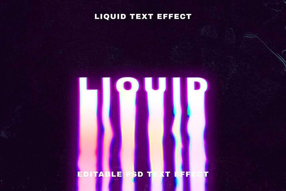Holographic liquid text effect psd editable template