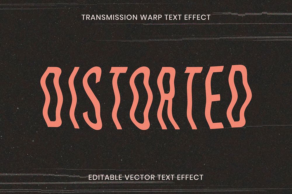 Editable distorted text effect vector template