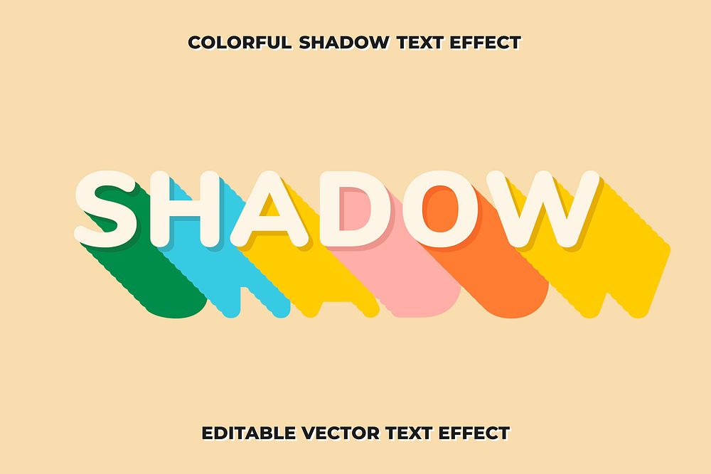 Editable shadow text effect vector template