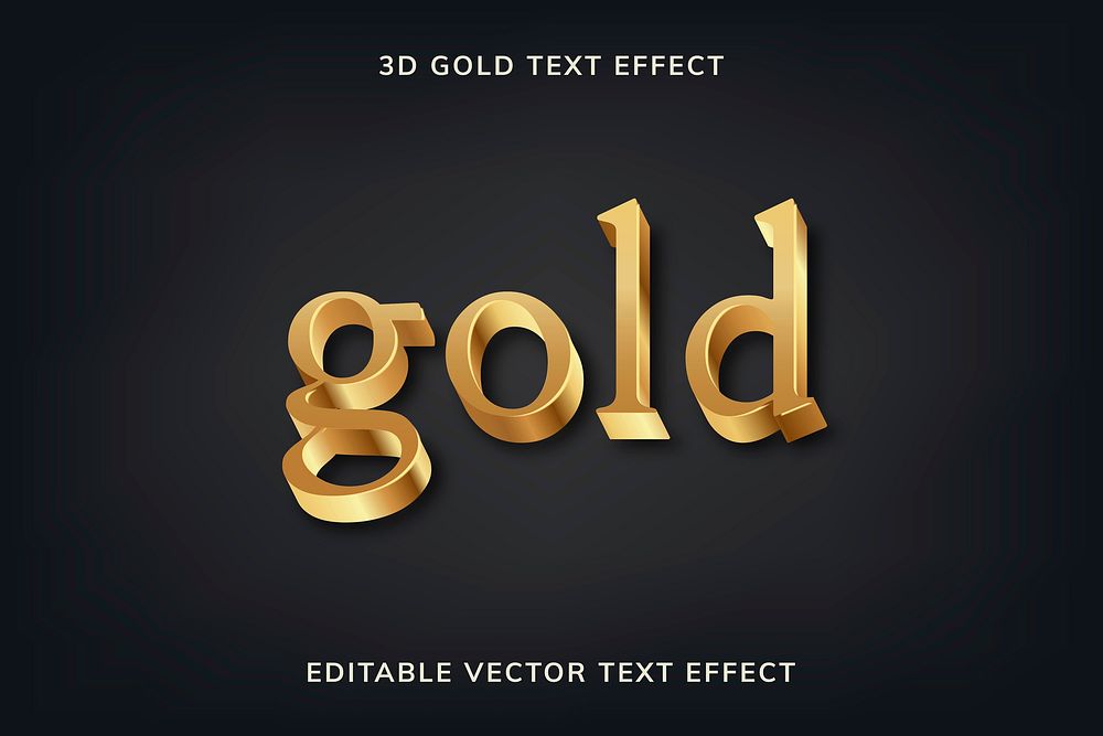 Golden 3D text effect vector editable template