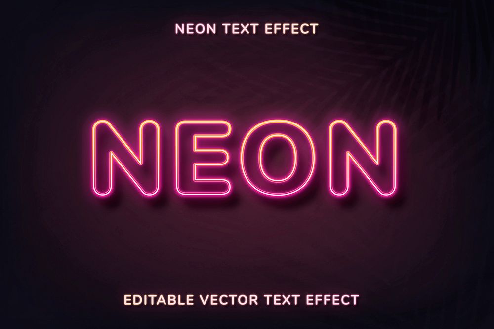 Editable neon text effect vector template