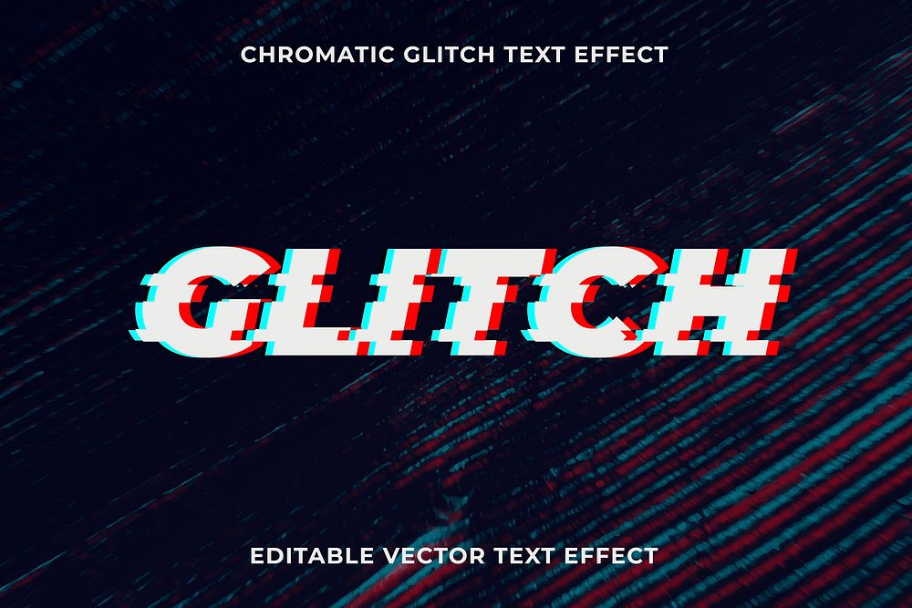 Editable glitch text effect vector template