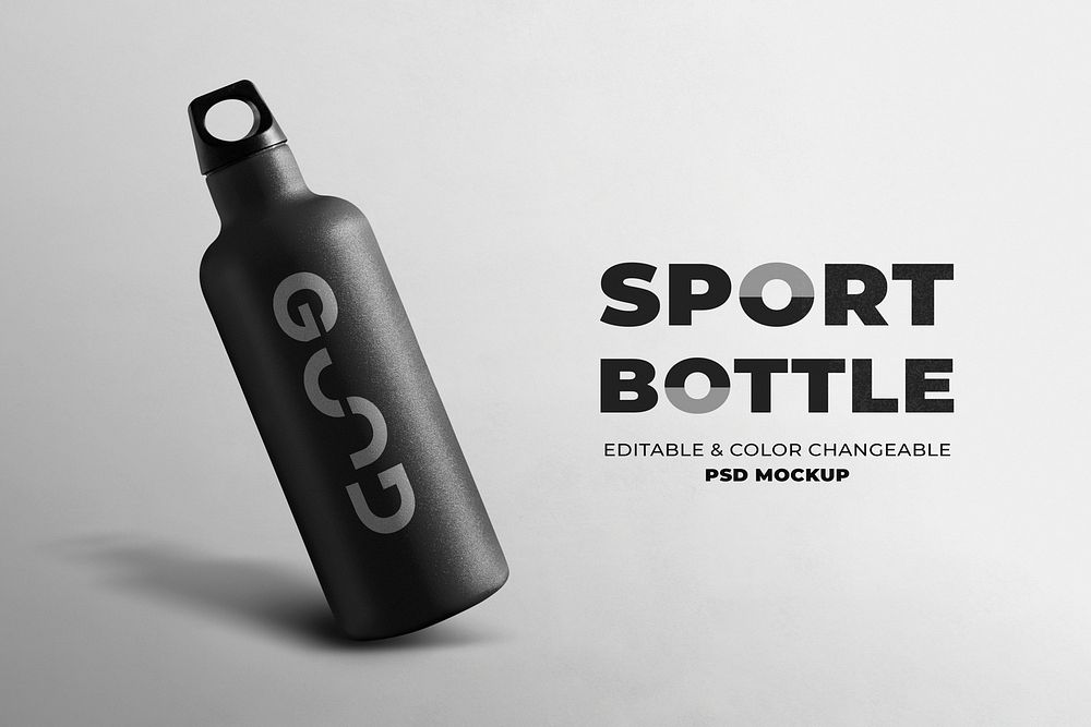 Sport bottle mockup psd in stainless steel in minimal design