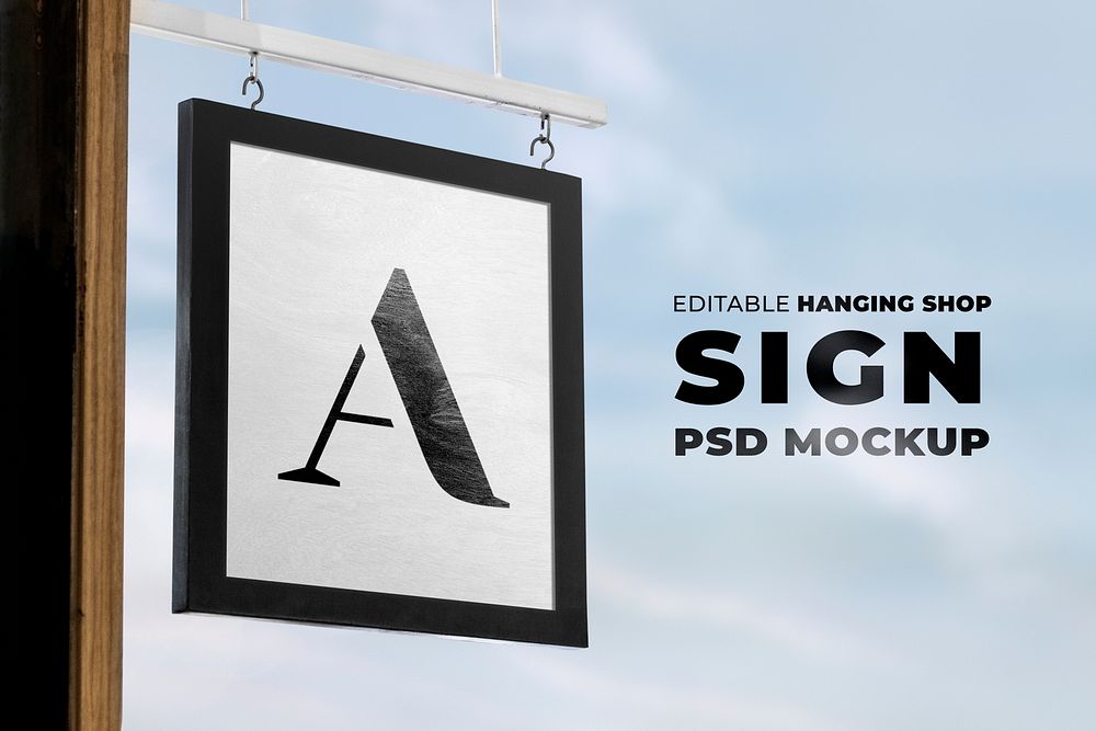 Square sign mockup psd for cafe and restaurant