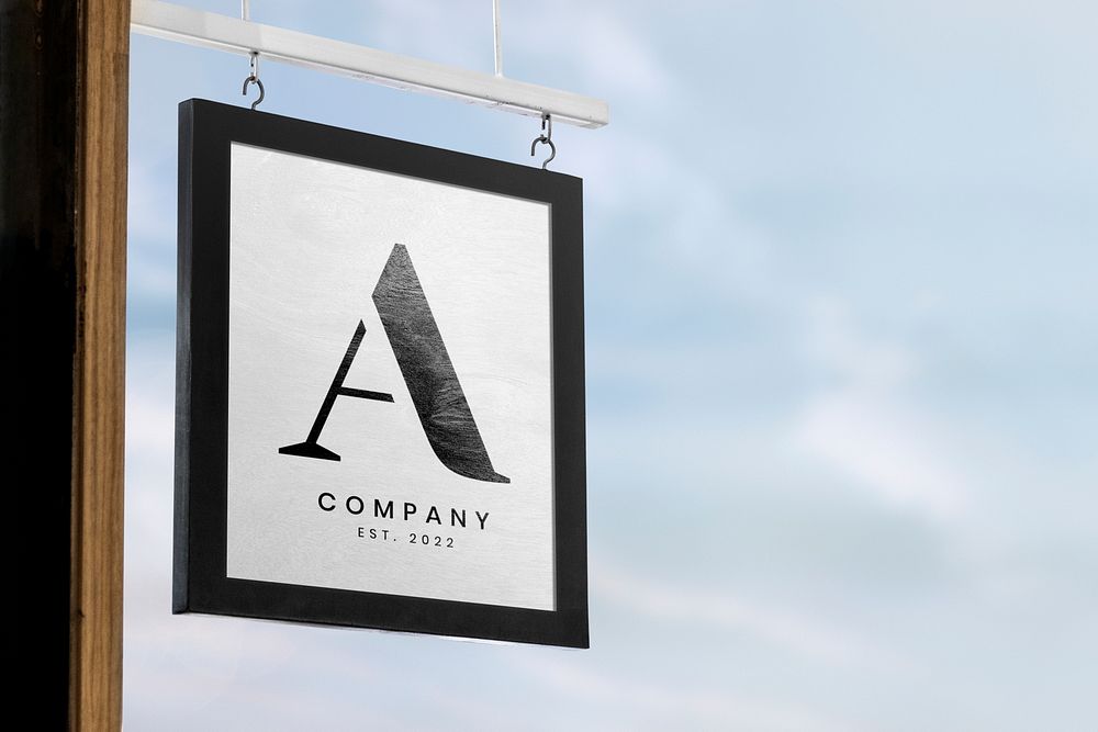 Square sign mockup psd for cafe and restaurant