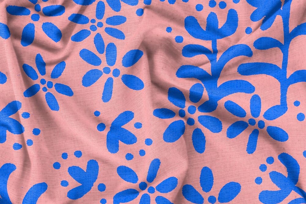 Fabric mockup texture psd, vintage block print pattern design