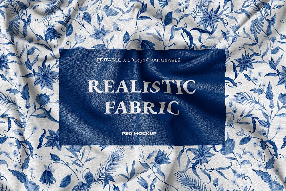 Realistic silk fabric mockup psd with beautiful floral pattern