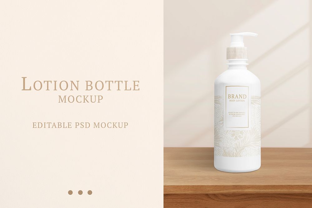 Body lotion bottle mockup psd in floral design for beauty brands