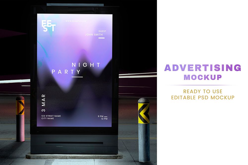 Digital ad sign mockup psd screen at the bus stop