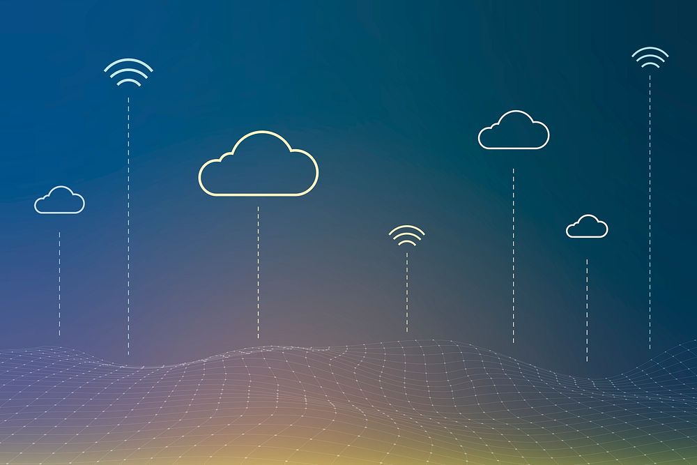 Cloud network system background psd for social media banner