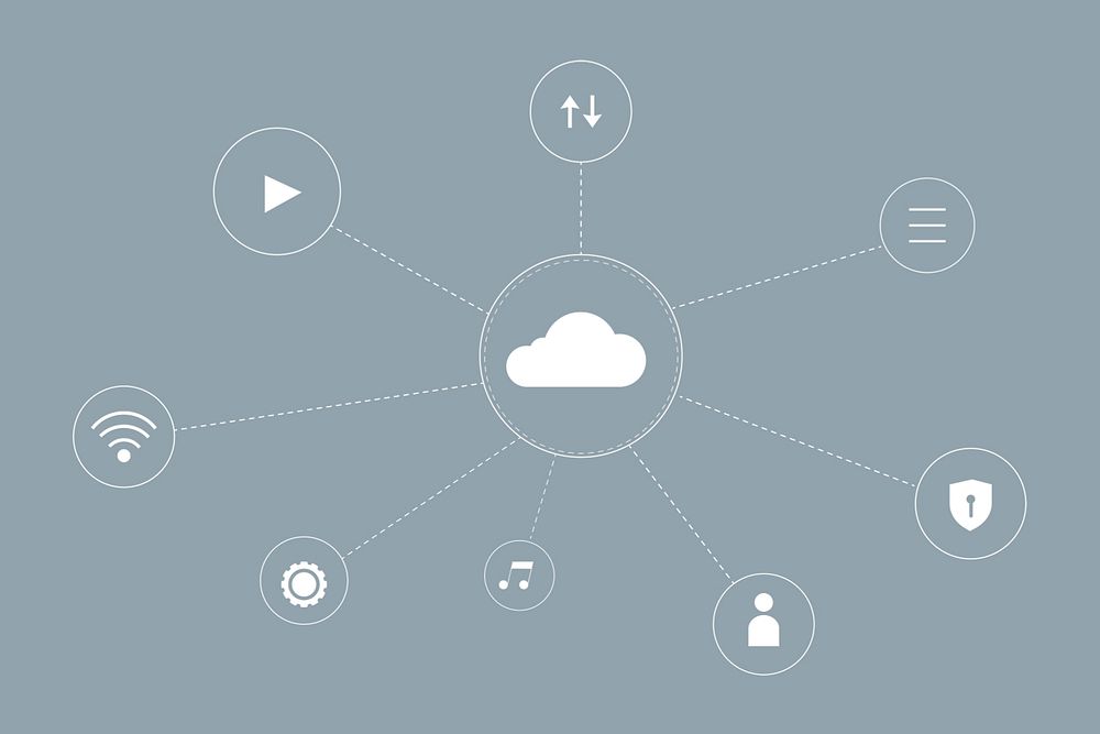 Cloud network system background psd for social media banner