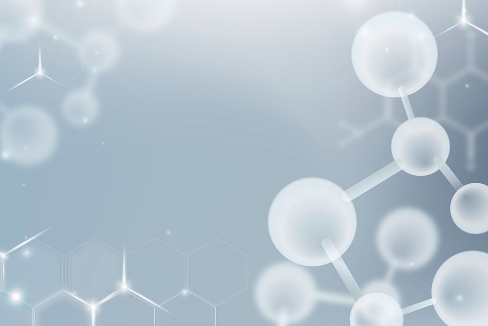 Molecular background nanotechnology psd border in gray with blank space