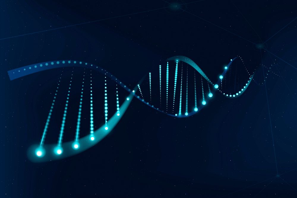 DNA genetic biotechnology science psd blue neon graphic