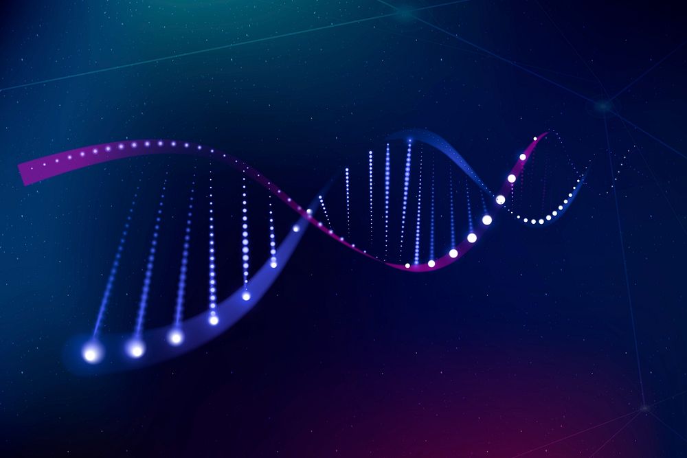 DNA genetic biotechnology science psd purple neon graphic