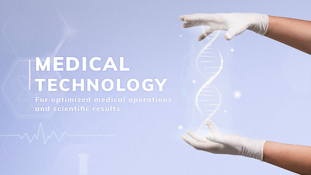 Medical technology science template psd with DNA helix presentation