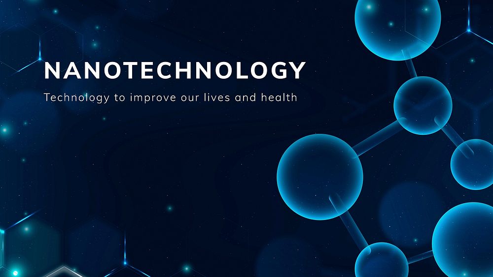 Nanotechnology molecular structure template vector medical science social media post