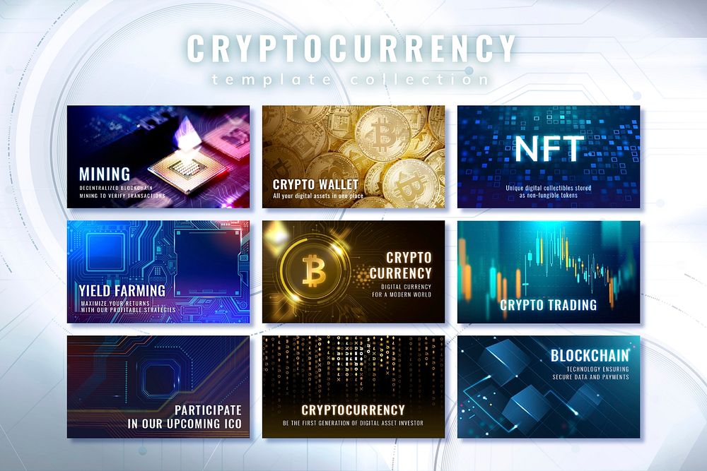 Cryptocurrency open-source blockchain template psd digital finance blog banner collection