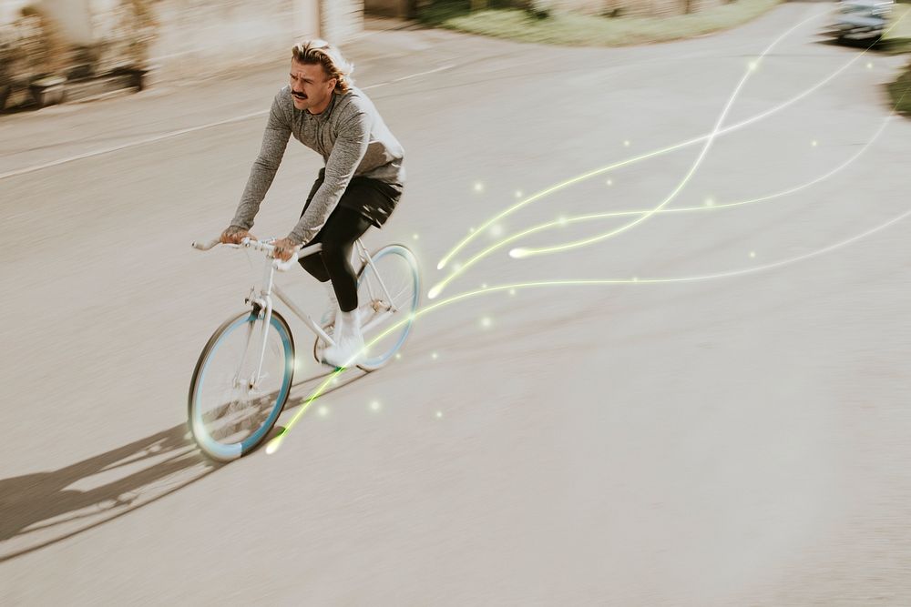 Man biking background psd zero emission transport